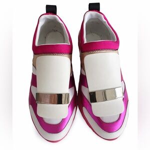 Sergio Rossi Pink White Slip-On Sneakers Women EU 38 | Luxury Designer Shoes